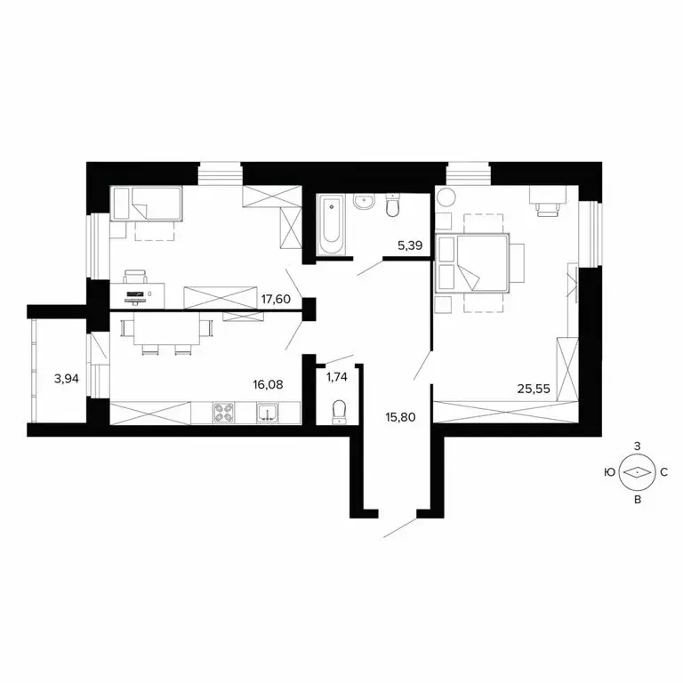 2-комнатная квартира: Берёзовский, улица Победы, 5Б (86.1 м) - Фото 1