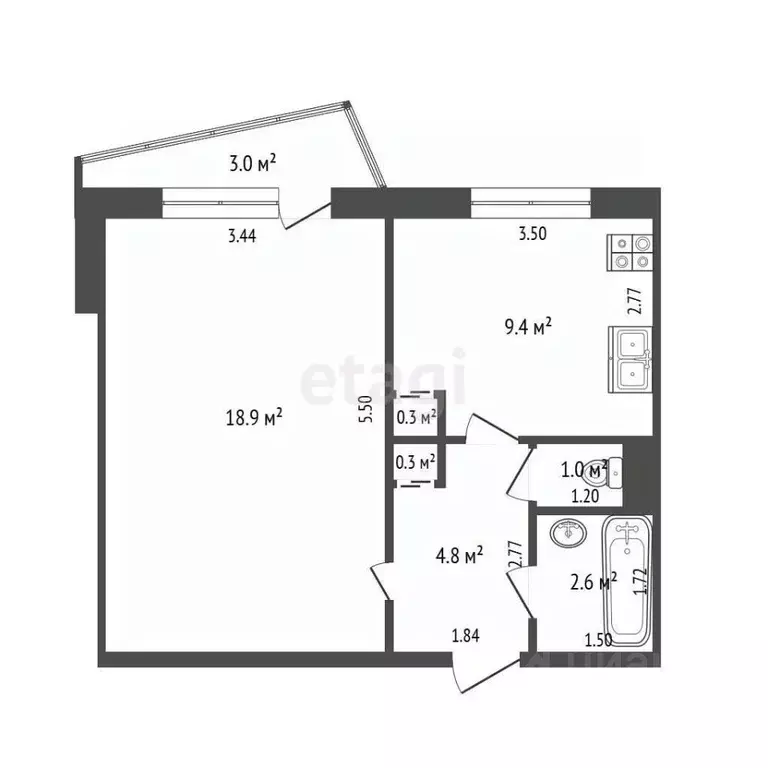 1-к кв. Самарская область, Самара пос. Управленческий, ул. ... - Фото 0