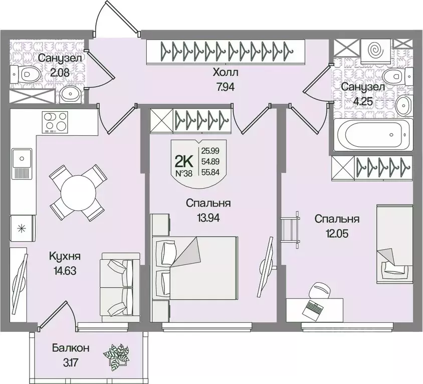 2-к кв. Ленинградская область, Всеволожский район, Бугровское ... - Фото 1