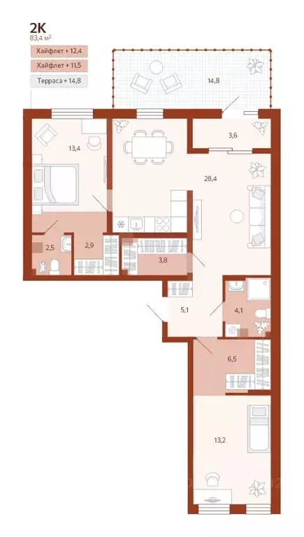 2-к кв. Тюменская область, Тюмень ул. Новаторов, 30 (83.38 м) - Фото 0