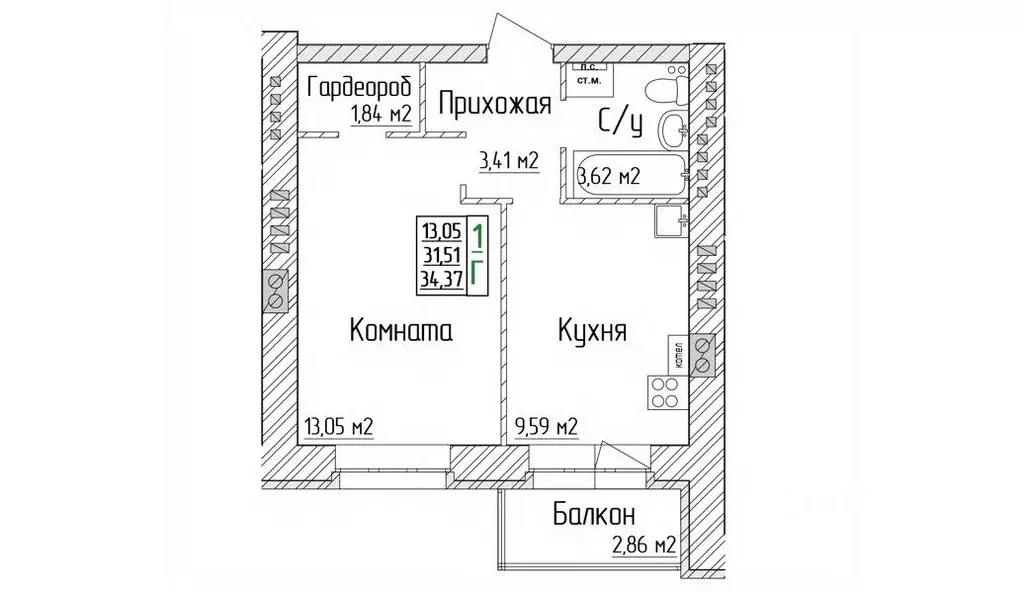 1-к кв. Ярославская область, Ярославский муниципальный округ, пос. ... - Фото 0