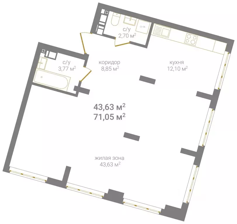 Свободной планировки кв. Нижегородская область, Нижний Новгород КМ Дом ... - Фото 1