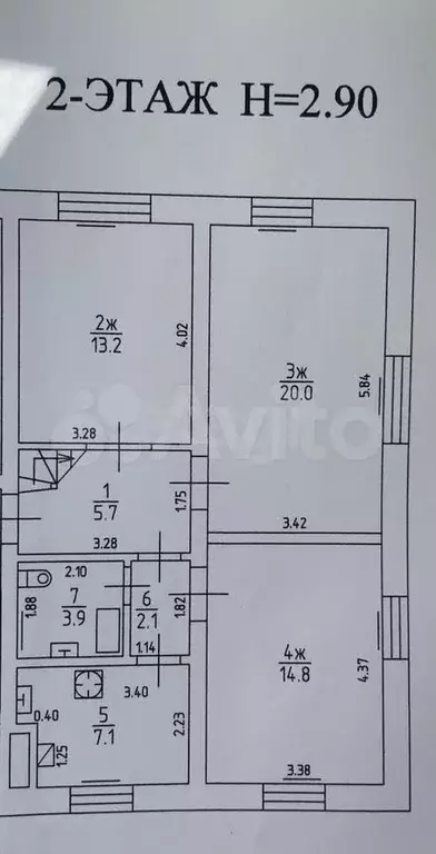 4-к. квартира, 87,7 м, 2/2 эт. - Фото 0