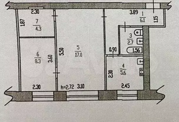 3-к. квартира, 44 м, 2/5 эт. - Фото 0