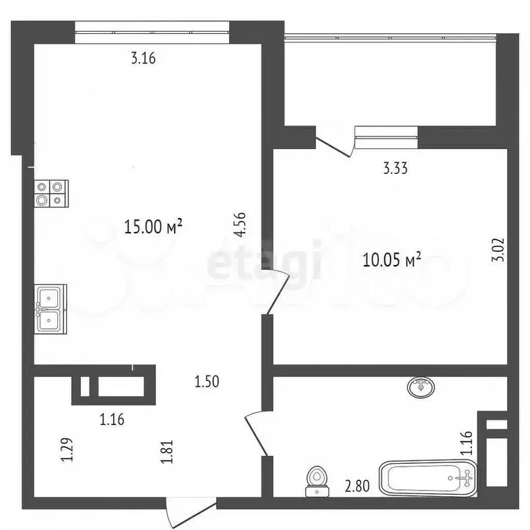 1-к. квартира, 34,4 м, 16/17 эт. - Фото 1