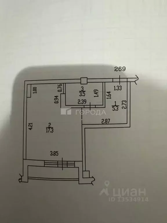 Студия Алтайский край, Барнаул Взлетная ул., 46 (27.0 м) - Фото 2