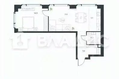 2-к кв. Москва Левел Мичуринский жилой комплекс, к2 (50.0 м) - Фото 1