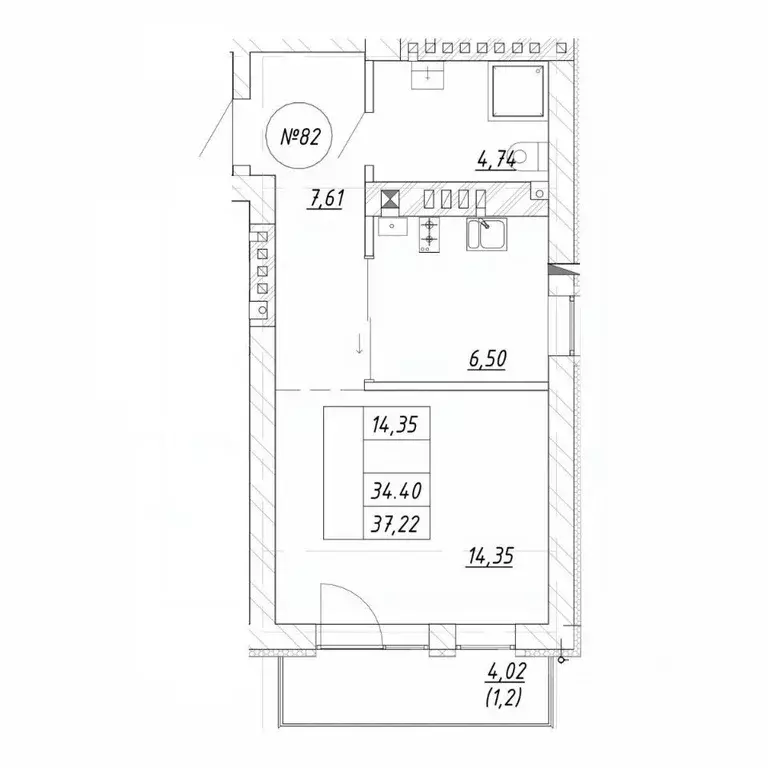 1-к кв. Калининградская область, Зеленоградск  (37.22 м) - Фото 1