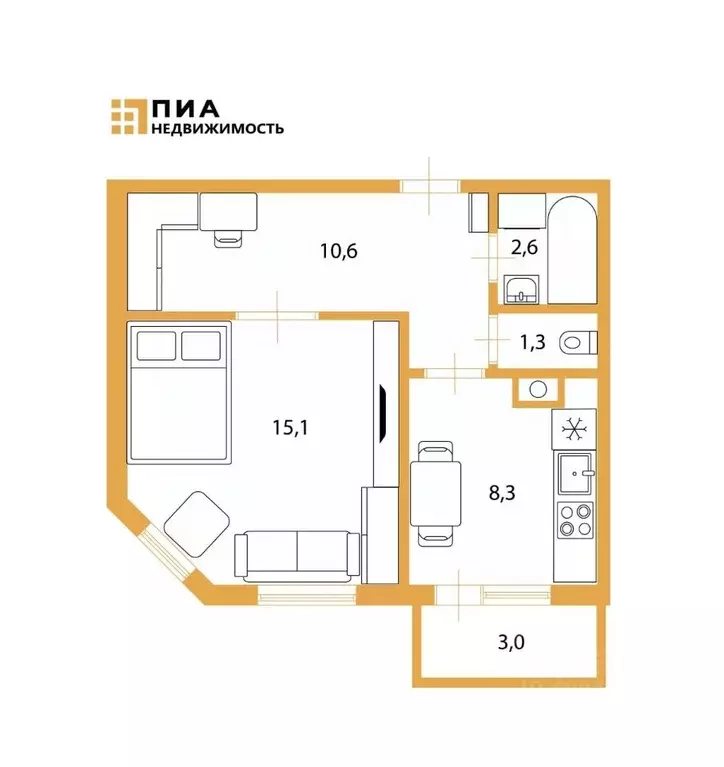 1-к кв. Санкт-Петербург, Санкт-Петербург, Пушкин Госпитальный пер., ... - Фото 2