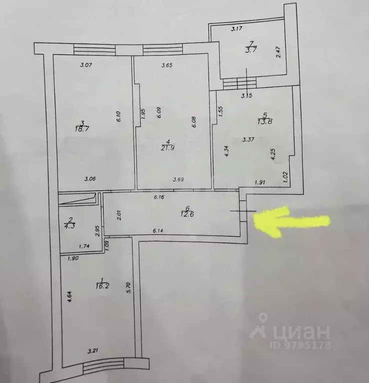 3-к кв. Татарстан, Казань ул. Абсалямова, 19 (87.5 м) - Фото 2