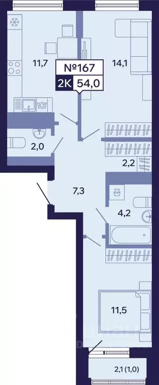 2-к кв. Саха (Якутия), Якутск ул. Новопортовская, 1Д (54.0 м) - Фото 1