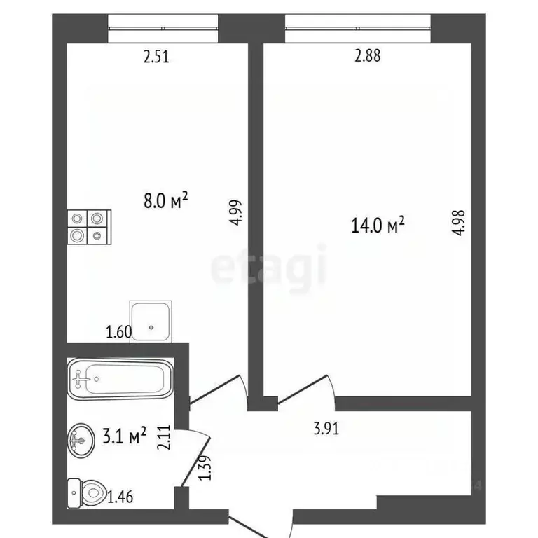1-к кв. Свердловская область, Тугулым пгт ул. Полевая, 31к1 (33.8 м) - Фото 2