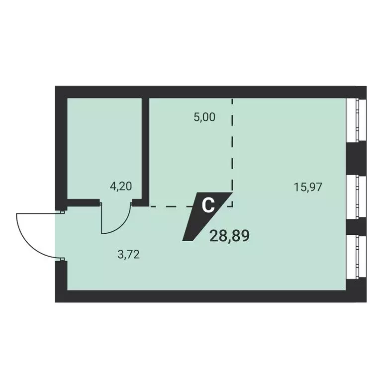 1-комнатная квартира: Екатеринбург, Монтёрская улица, 8 (28.89 м) - Фото 1