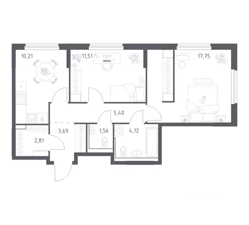 2-к кв. Ростовская область, Ростов-на-Дону Донские Легенды жилой ... - Фото 1