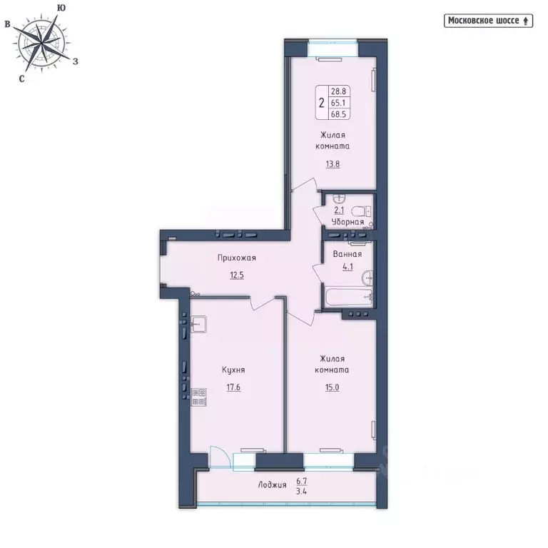 2-к кв. Орловская область, Орел Московское ш., 7Б (68.5 м) - Фото 0