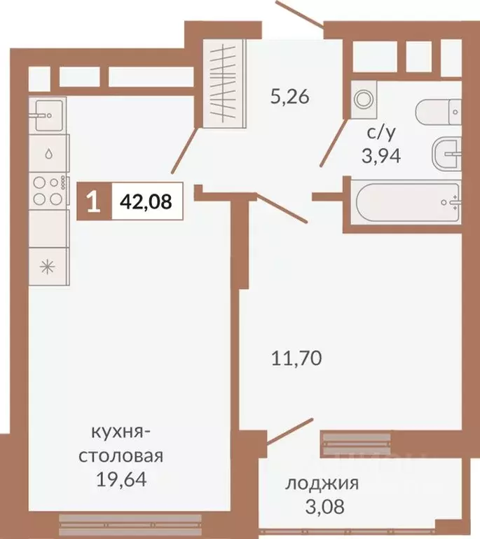 1-к кв. Свердловская область, Екатеринбург пер. Старателей (42.08 м) - Фото 0