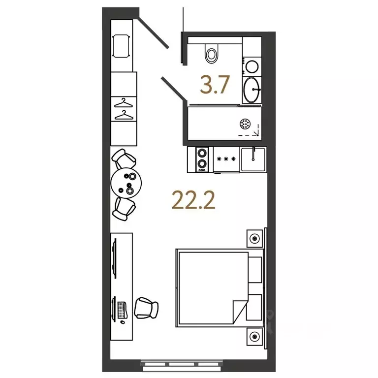 Студия Санкт-Петербург Ташкентская ул., 6к2 (25.9 м) - Фото 0