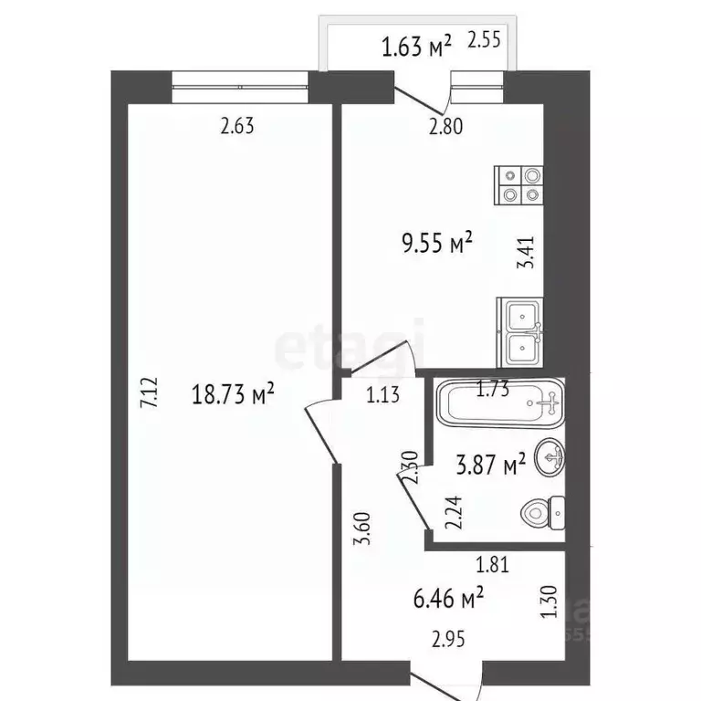 1-к кв. Костромская область, Кострома ул. Голубкова, 6Б (38.6 м) - Фото 1