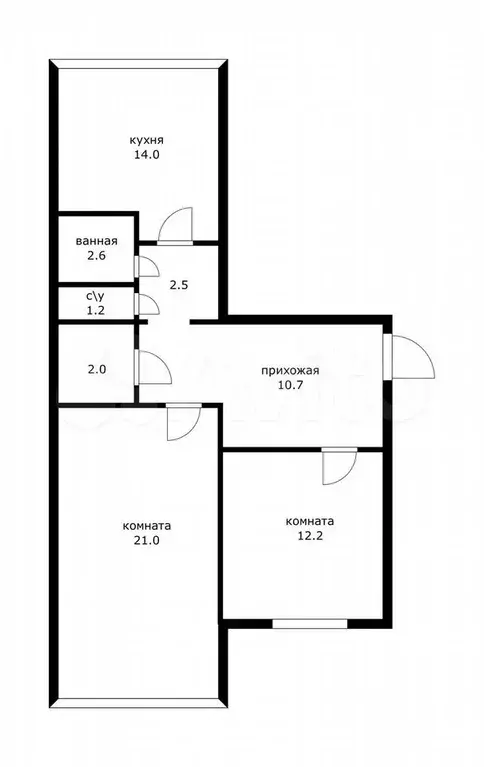 2-к. квартира, 55 м, 4/12 эт. - Фото 0