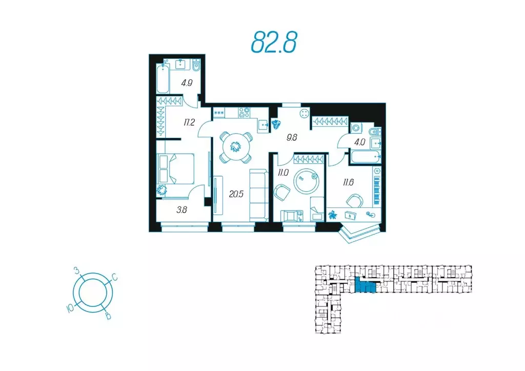 3-к кв. Тульская область, Тула ул. Михеева (82.8 м) - Фото 0