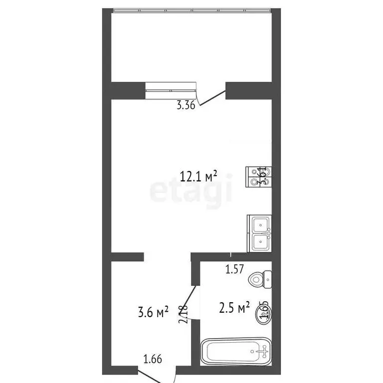 Квартира-студия: село Сукко, Мирная улица, 9к3 (23.8 м) - Фото 1