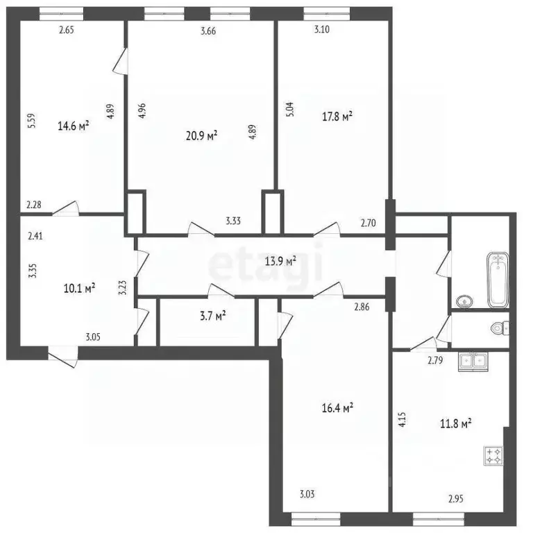 4-к кв. Санкт-Петербург пос. Металлострой, Центральная ул., 1/5 (115.6 ... - Фото 2