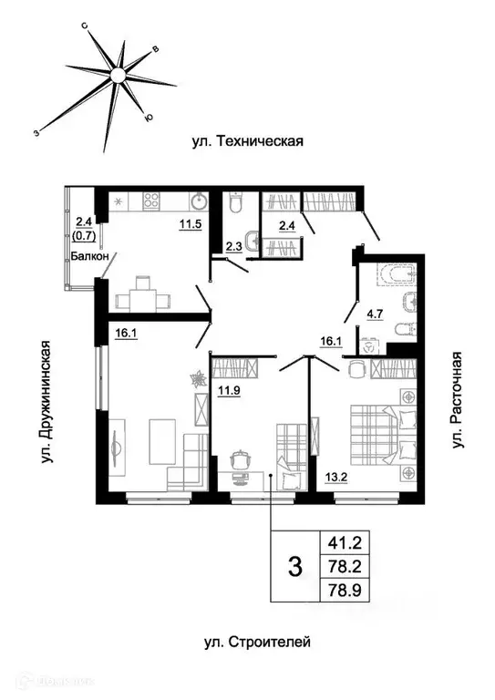Продаётся 3-к квартира, 76.1 м - Фото 1