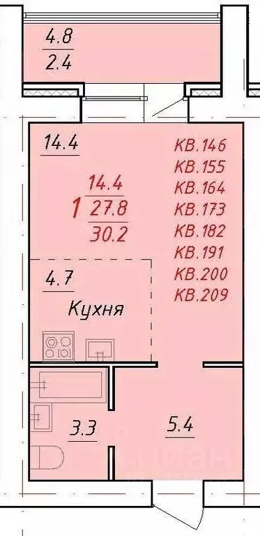 1-к кв. Алтайский край, Новоалтайск Индустриальная ул., 18 (30.2 м) - Фото 0