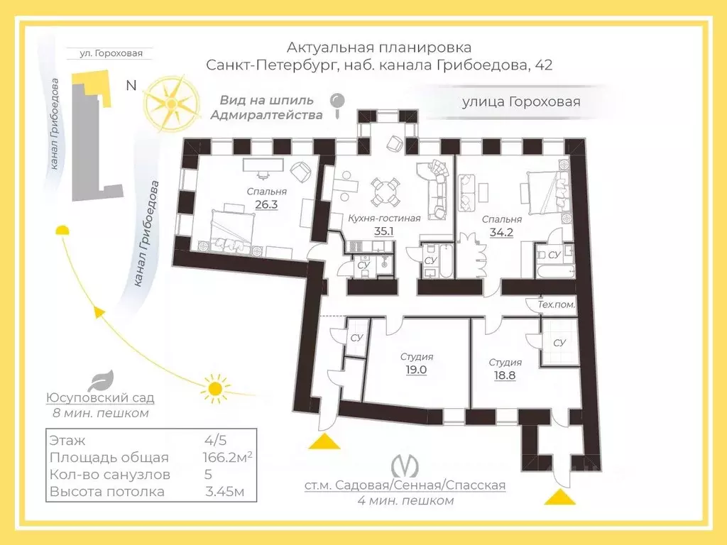 4-к кв. Санкт-Петербург наб. Канала Грибоедова, 42 (166.2 м) - Фото 2