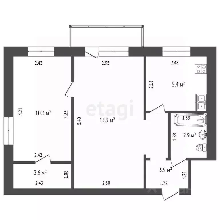 2-к кв. Кемеровская область, Юрга Московская ул., 8 (40.6 м) - Фото 1