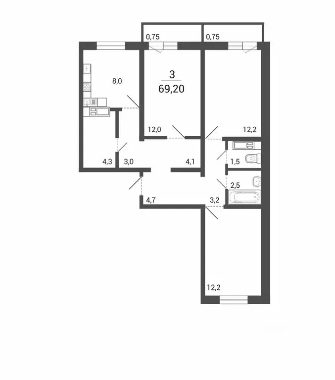 3-к кв. Курганская область, Курган Заозерный жилрайон, 16-й мкр,  ... - Фото 1