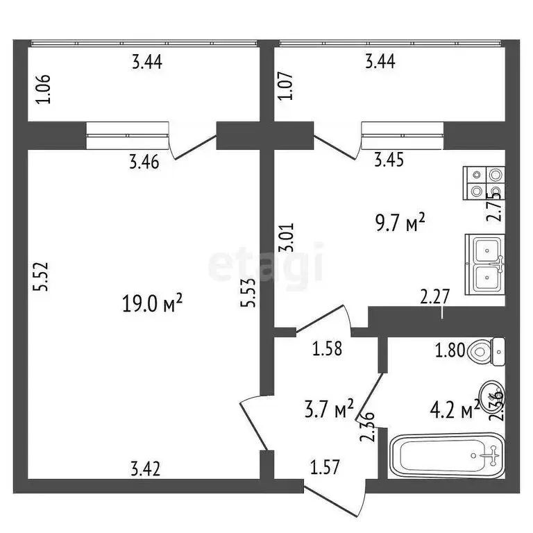 1-комнатная квартира: Жилина, улица Генерала Лаврова, 10 (36.6 м) - Фото 1