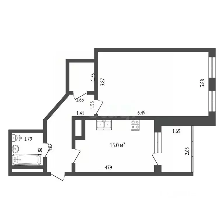 2-к кв. Татарстан, Набережные Челны ул. Виктора Полякова, 17 (53.3 м) - Фото 1