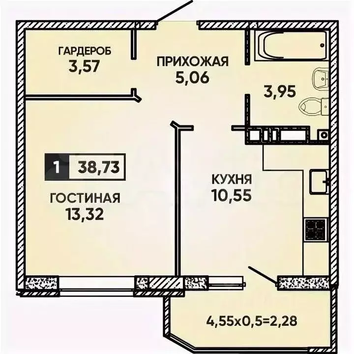 1-к кв. Краснодарский край, Краснодар ул. Имени Героя Георгия ... - Фото 0