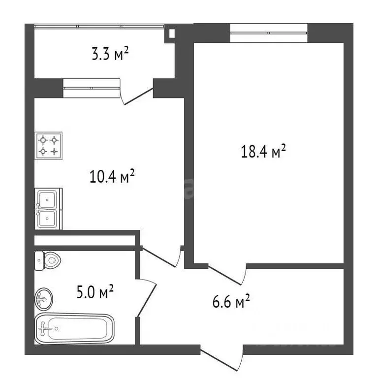 1-к кв. Санкт-Петербург Петергофское ш., 53 (42.4 м) - Фото 1