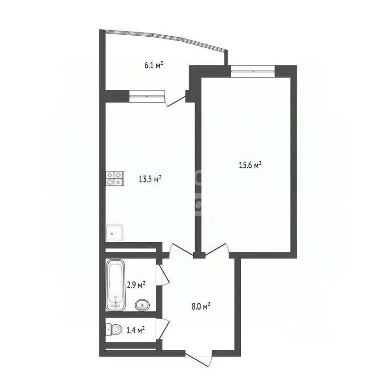 1-к кв. Тюменская область, Тюмень ул. Мельникайте, 2к5 (41.8 м) - Фото 1