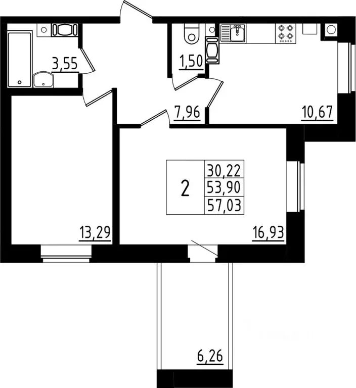 2-к кв. Ленинградская область, Ломоносовский район, Русско-Высоцкое ... - Фото 1