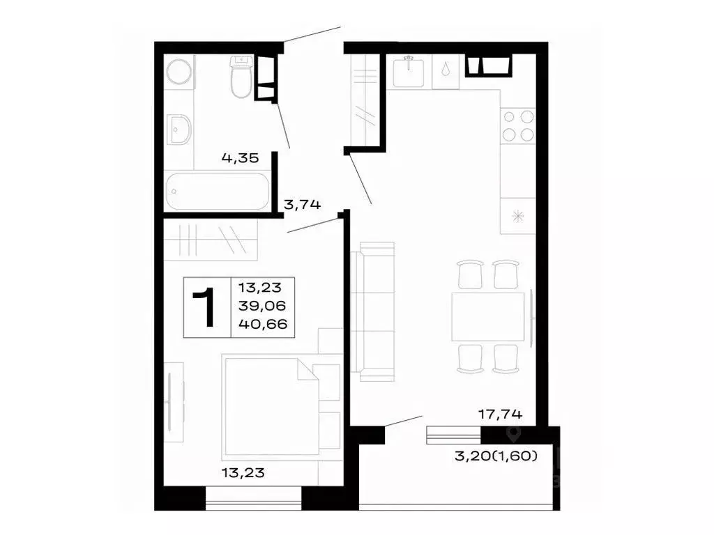 1-к кв. Адыгея, Майкоп  (40.66 м) - Фото 1