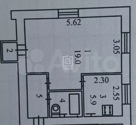 1-к. квартира, 31,8 м, 5/5 эт. - Фото 0