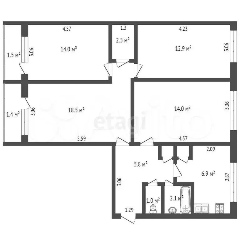 4-к. квартира, 78 м, 4/5 эт. - Фото 0