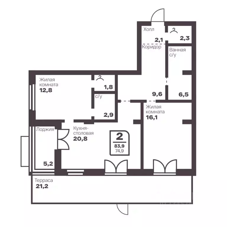 2-к кв. Челябинская область, Магнитогорск ул. Притяжения (74.9 м) - Фото 1
