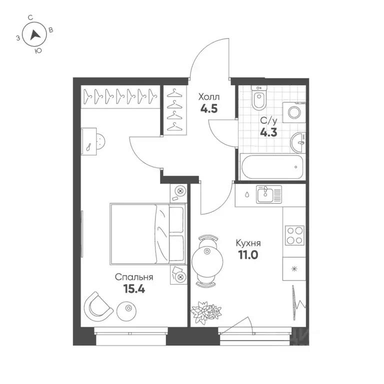 1-к кв. Свердловская область, Екатеринбург Солнечный жилрайон,  (35.2 ... - Фото 1