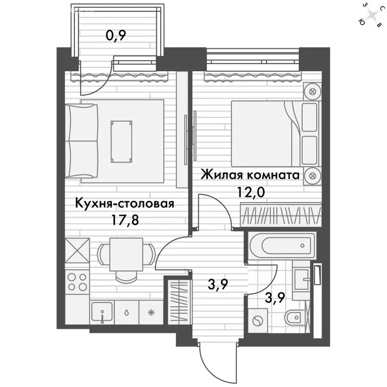 2-комнатная квартира: Владивосток, улица Крылова, 10 (38.5 м) - Фото 0
