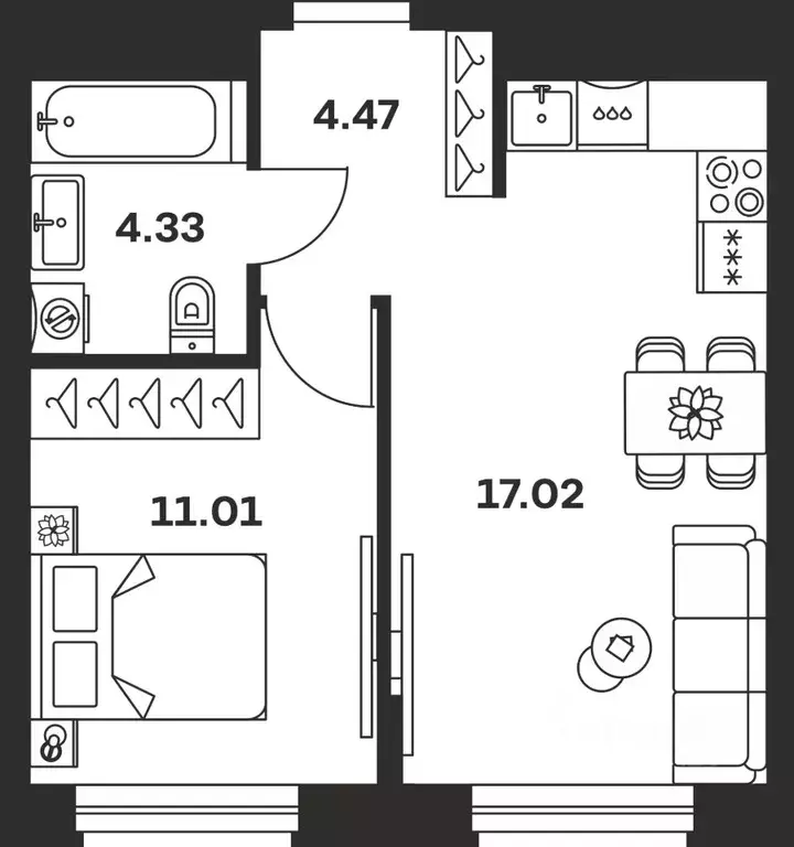 1-к кв. Тульская область, Тула Баташи Парк жилой комплекс (36.83 м) - Фото 1