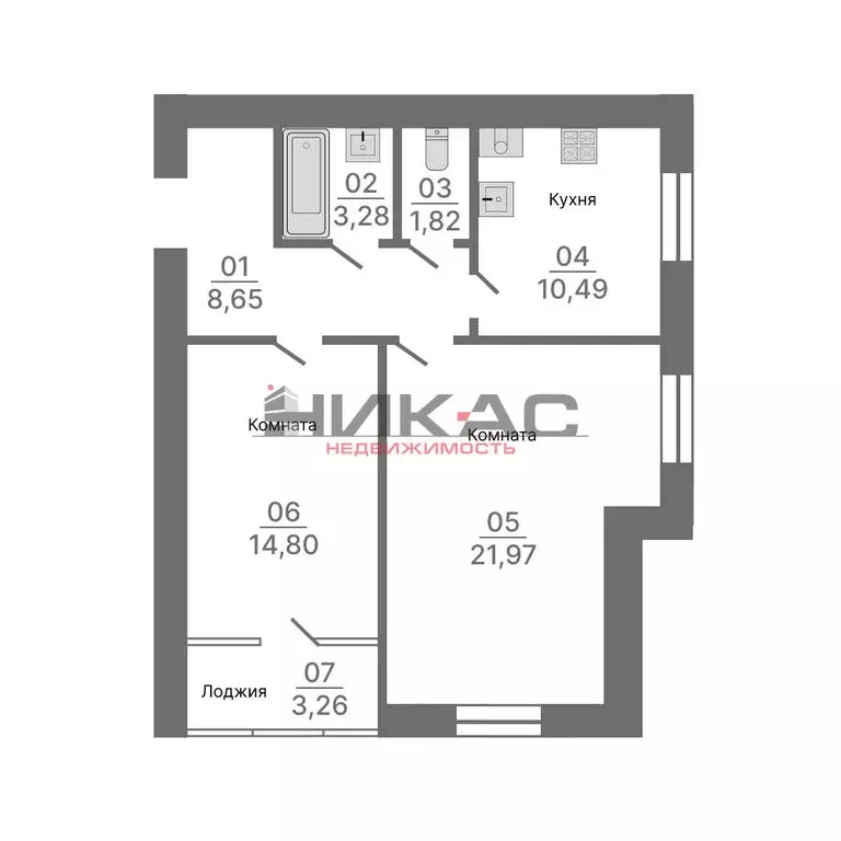 2-комнатная квартира: Карачиха, Радужный переулок, 4 (62.5 м) - Фото 0