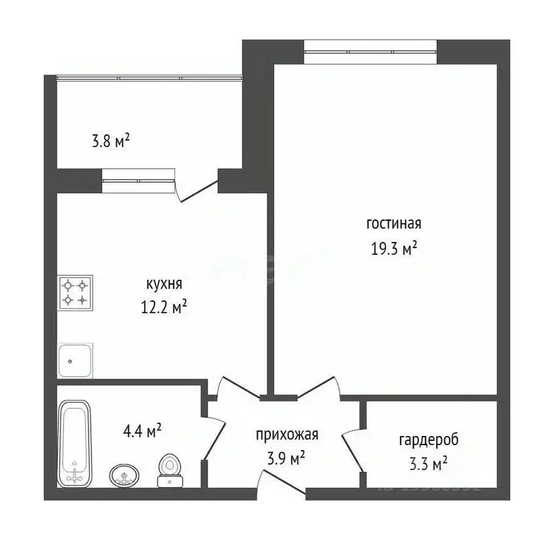 1-к кв. Красноярский край, Красноярск ул. Авиаторов, 21 (42.8 м) - Фото 2