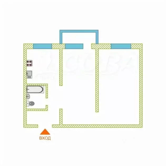 2-к кв. Тюменская область, Тюмень ул. Карла Маркса, 123 (41.0 м) - Фото 1