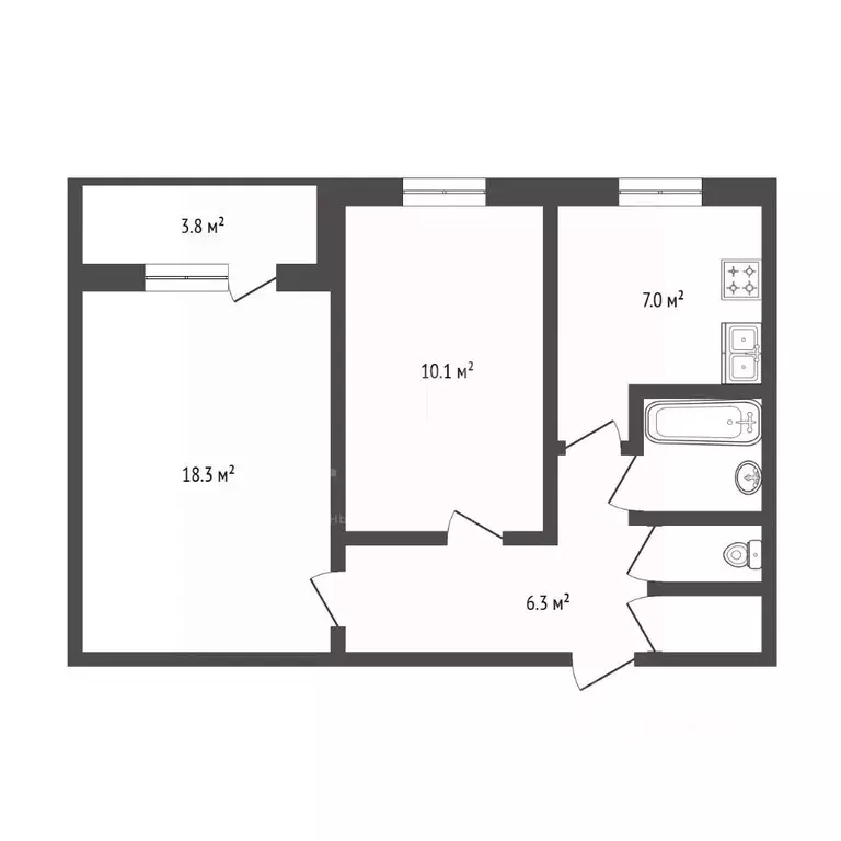 2-к кв. Санкт-Петербург Ириновский просп., 17К3 (45.7 м) - Фото 1