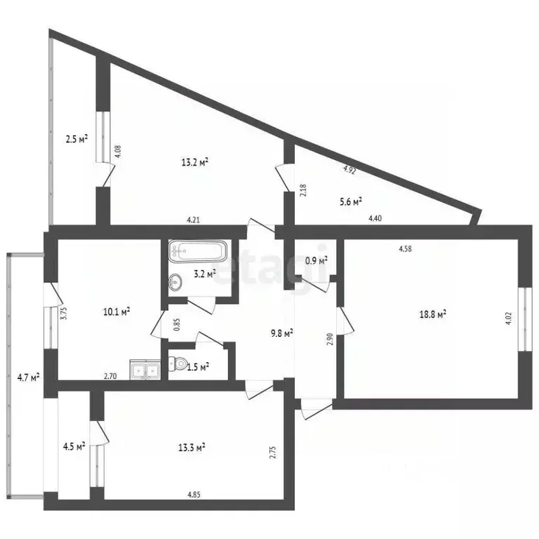 3-к кв. Крым, Феодосия ул. Чкалова, 139 (76.4 м) - Фото 2