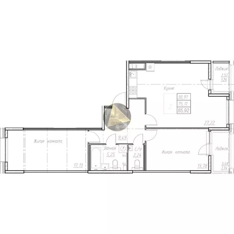 2-комнатная квартира: Санкт-Петербург, Среднерогатская улица, 11к2 ... - Фото 1